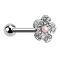Micro barbell silver with ball and flower with pink pearl