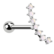 Micro Barbell argent avec boule et demi-lune avec opale rose
