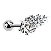 Micro barbell silver with ball and shooting star silver