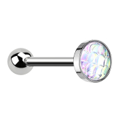 Micro barbell silver with fish scales multicolor