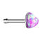 Perno nasale dritto in argento con cuore opale viola