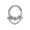 Septum ring silver with crystal and chain