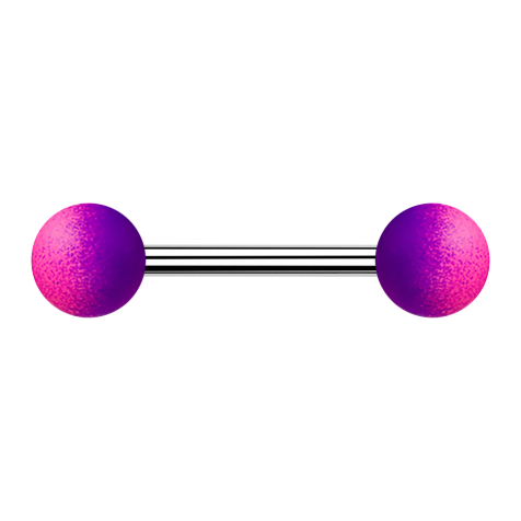 Barbell silver con due palline rivestite in gomma viola e rosa