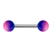 Barbell silver with two balls rubber-coated blue and pink