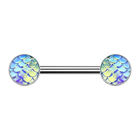 Barbell silver con squame di pesce aqua