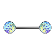 Barbell silver con squame di pesce aqua