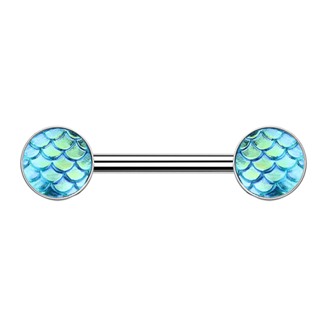 Barbell argent avec écailles de poisson vert