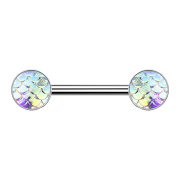 Barbell silver with fish scales multicolor