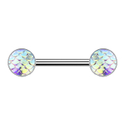 Barbell silber mit Fischschuppen multicolor