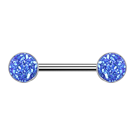 Barbell silver with dark blue druse stone