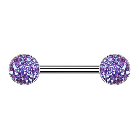 Barbell silver with purple druse stone