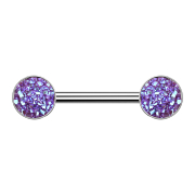 Barbell silver with purple druse stone