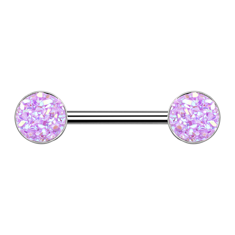 Barbell silver with light purple druse stone