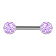 Barbell silver with light purple druse stone