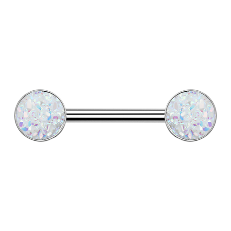 Barbell silber mit Druse Stein weiss