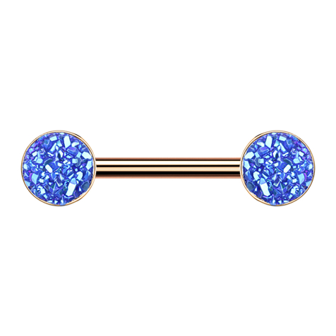 Barbell rose gold with dark blue druse stone