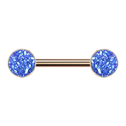 Barbell rose gold with dark blue druse stone