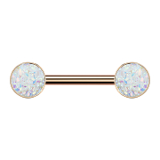 Barbell rose gold with white druse stone
