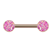 Barbell rose gold with pink druse stone