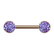 Barbell rose gold with purple druse stone
