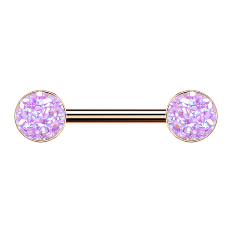 Barbell rose gold with light purple druse stone