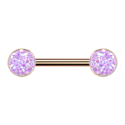 Barbell rose gold with light purple druse stone