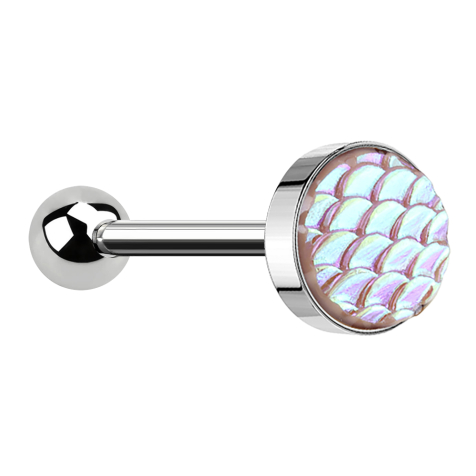 Barbell silver with fish scales pink
