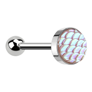 Barbell argent avec écailles de poisson roses