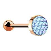 Barbell rose gold with fish scales aqua