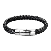 Bracelet en similicuir noir avec fermoir argenté