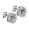 Stud earrings silver square with crystal border and crystal in the middle