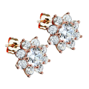 Stud earrings rose gold crystal flower with large crystal