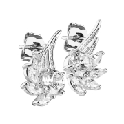 Stud earrings silver angel wings with crystal