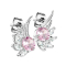Stud earrings silver angel wings with crystal pink