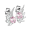 Boucles doreilles argent ailes dange avec cristal rose
