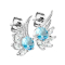 Stud earrings silver angel wings with crystal aqua