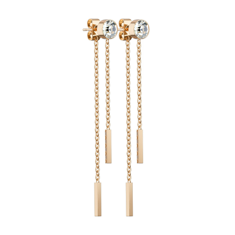 Rose gold stud earrings with crystal and pendant