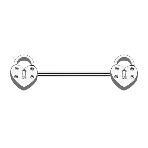 Barbell silver with two heart locks