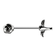 Barbell silber mit Rose