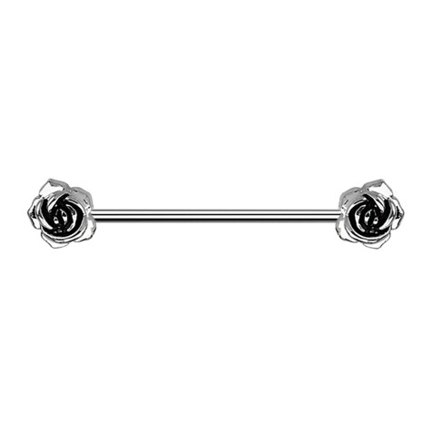 Barbell silver with two roses