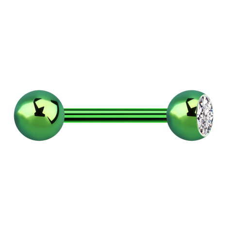 Barbell vert avec boule et boule de cristal argenté