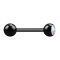 Barbell black with ball and crystal multicolor