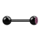 Barbell noir avec boule et cristal rose
