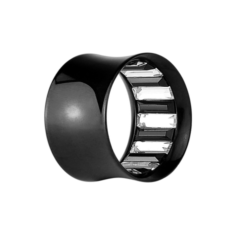 Flared Tunnel noir avec cristaux argentés et noirs à lintérieur