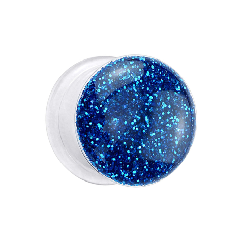 Flared Plug transparent mit Glitter dunkelblau