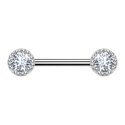 Barbell silver crystal set with crystals