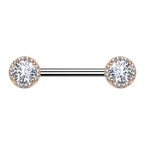 Barbell en or rose serti de cristaux