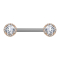 Barbell en or rose serti de cristaux