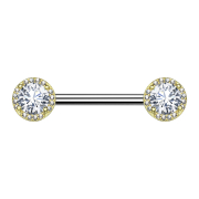 Barbell 14k gold-plated crystal set with crystals