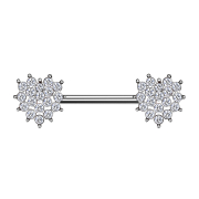 Barbell argent cristal cœur pavé argent